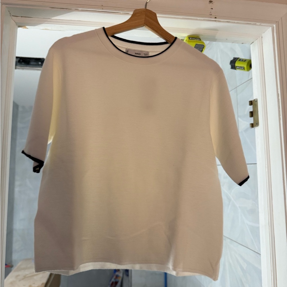 Mango Ivory Top with Black Accents
